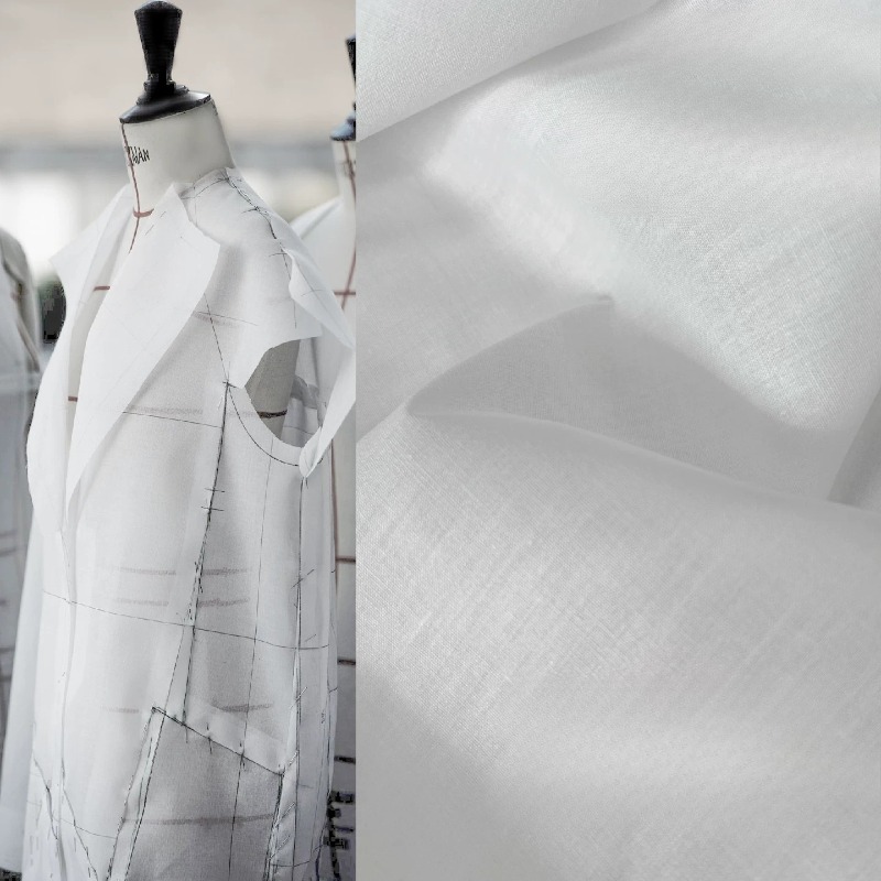 Sewing Batik Fabric - L300XW150CM Lightweight Fabric White Cotton for
