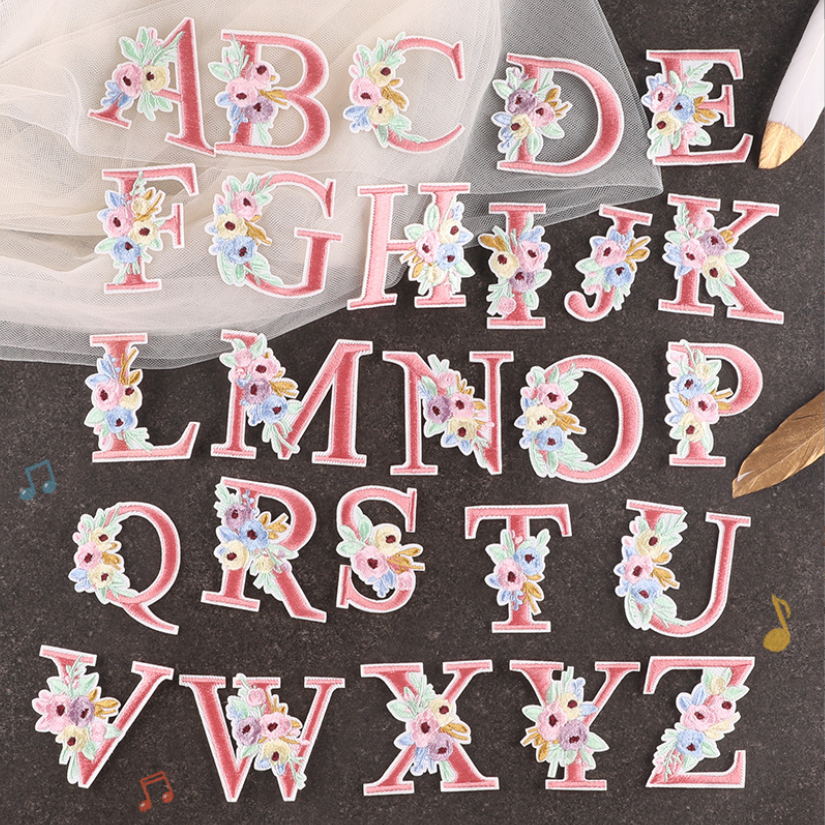 10 Pcs Pink Flowers Alphabet E - đánh giá và giá Sewing Id