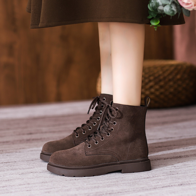 Womens Brown Suede Combat Boot - đánh giá và giá Sewing Nylon