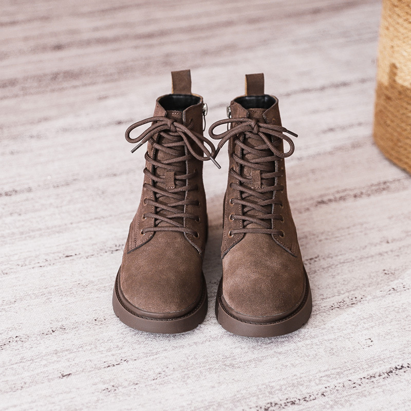 Womens Brown Suede Combat Boot - đánh giá và giá Sewing Nylon